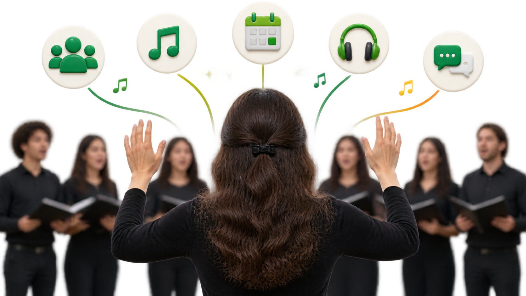 Director connected to people, music, schedule, practice, and communication